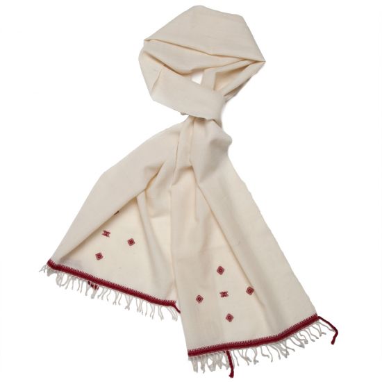 Myra Scarf - Off-White/Red